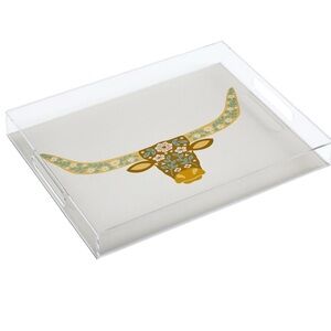 NEW Society6 Floral Longhorn Acrylic Tray, 15" x 11.5”